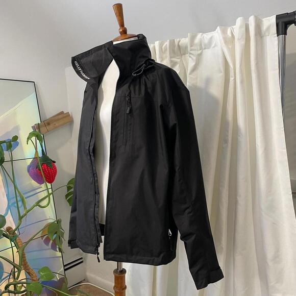 Black Helly Hansen waterproof jacket with hood size large - Picture 4 of 8